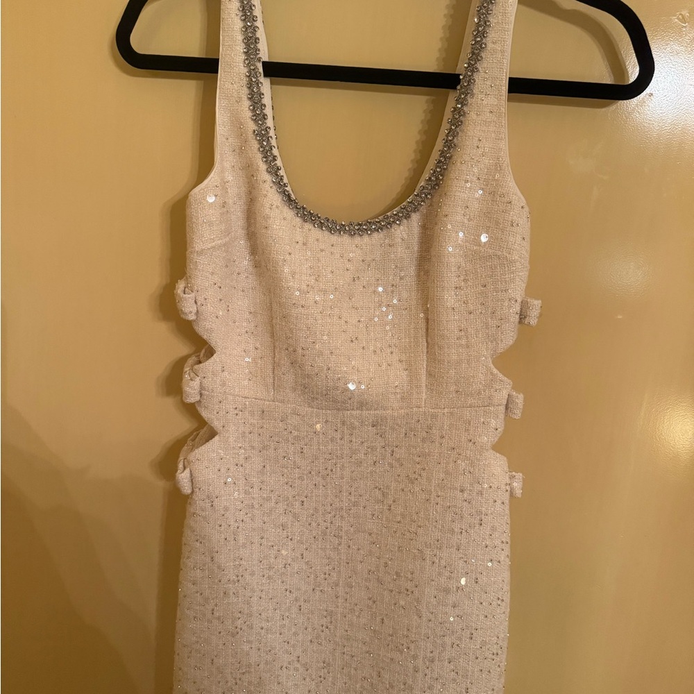 Self-Portrait Crystal Embellished Tweed Mini Dress – US 0